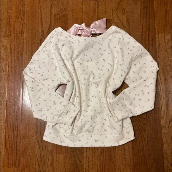 Hollister Oversized Back Bow floral Sweatshirt coquette cottage core M - Picture 3 of 6